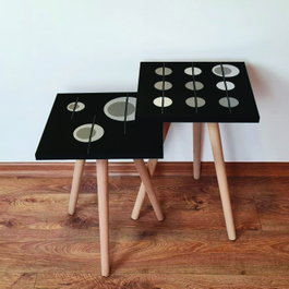 Hanah Home Mesas Nido de 2 Piezas - Negro, Beige y Gris